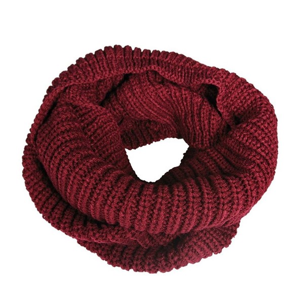 Vilania Women's Knitted Winter Fashion Scarf Circle Loop Scarves Thick Warm - Red - CB12NGD3Z3Z