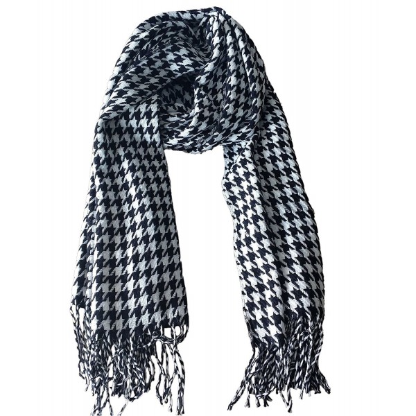 Stripped Tessel Women Men Winter Scarf Warm Wool-like Shawl - White-Black - CM18764IIC3