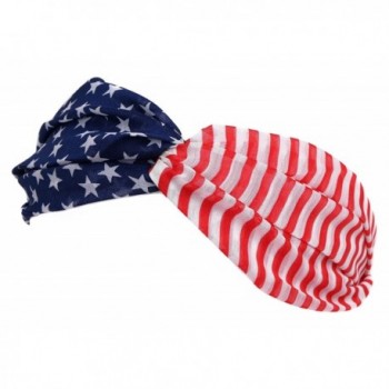 Funky Junque's Multi Color USA Flag Twist Turban Style Fashion Sport Headband - Multi Dark - CP17YTM7IZW