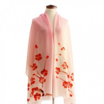 ZISUEX Women Shawl Wrap 80s Lightweight Pure Wool Knit Fashion Scarf Pashmina - Pink - CL186IHQRIT