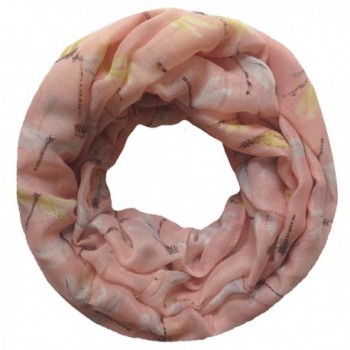 Lina & Lily Dragonfly Floral Print Infinity Loop Scarf for Women Lightweight - Light Pink - CA124ZGLOJR