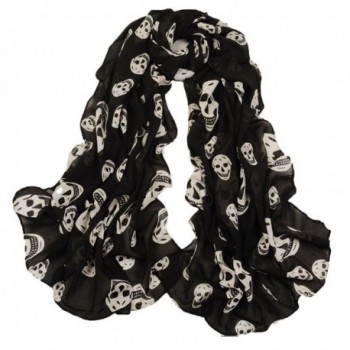 PUXIAN Designer Lightweight Skull Neck Fashion Scarves for Women Clearance - Black - C712NA2F2X9