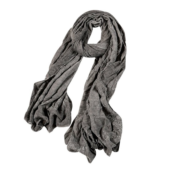 Monique Women Lace Cotton Linen Long Scarf Winter Outdoor Travel Scarves Wraps Shawls - Gray - CW186TAQUZE