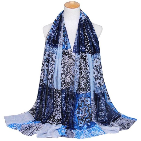 DEESEE(TM) Women Printing Long Soft Wrap Scarf Ladies Shawl Paris Yarn Scarves - Navy - CV12MX9BY3I