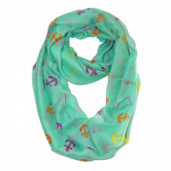 Peach Couture All season Infinity Loop Scarves Rainbow Anchor Print - Aqua - CZ11OJ5VQ4X