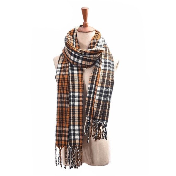 Women Plaid Blanket Scarf- Kilamal Long Tartan Tassel Square Shawls Winter Stylish Pashmina Wraps - Yellow - CC188E8475W