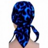 Skull Cap Biker Caps Headwraps Doo Rags - Blue Liquid Flames on Black - CH12ELHN41B