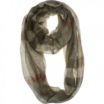 Vivian & Vincent Soft Light Plaid Check Sheer Scarf Shawl Wrap - Floral Olive - C812N1X3HYZ