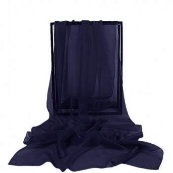 VaniaDress Women Chiffon Long Shawls Bridal Wrap Evening Dress Scarves V002PJ - Navy Blue - C512MACUUUR