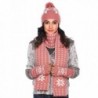 Zeagoo Women Warm Knitted Shawl Wrap Neck Stole Long Scarf Hat Gloves Set - Pink - CW186LHD5QA