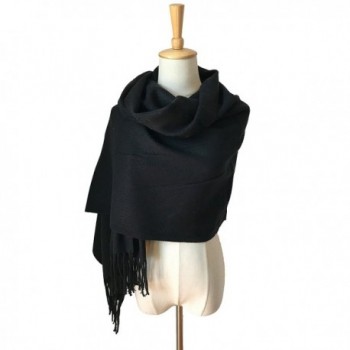 JOSENI Solid Color Pashmina Blanket Scarf Large Winter Wrap Shawl for Women Men - Black - CZ1860DSNEW