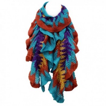 ACCESSORIESFOREVER Women Multi Tone Ruffle Knit Cold Weather Fashion Scarf - Multi - CM11BB39O0T