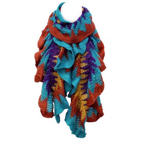 ACCESSORIESFOREVER Women Multi Tone Ruffle Knit Cold Weather Fashion Scarf - Multi - CM11BB39O0T