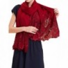 TLIH Women's 100% Wool Lace Splicing Embroidered Scarf Wrap Party Shawl - Red - CI12O7U1N5T