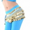 BellyLady Multi-Row Gold Coins Belly Dance Skirt Wrap & Hip Scarf- Gift Idea - Lake Blue - CL12F7TL3VZ
