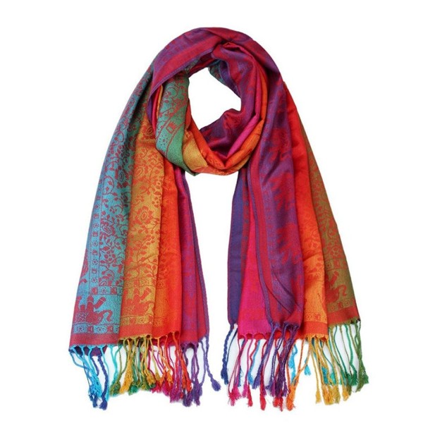 Lady Women Double Sided Elephant Scarf Wrap Shawl (180x70CM) - Red ...