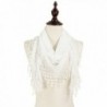 StylesILove Soft Lace Triangle Women's Scarf with tassels - White - CJ12NZF0B07