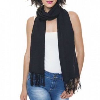 Soft Poly Viscose Women Lightweight Scarf For Spring Wedding Pashmina Shawl Wrap - Black - C812LOIIHLH