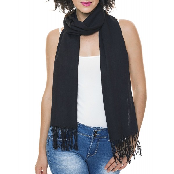 Soft Poly Viscose Women Lightweight Scarf For Spring Wedding Pashmina Shawl Wrap - Black - C812LOIIHLH Soft Poly Viscose Women Lightweight Scarf For Spring Wedding Pashmina Shawl Wrap - Black - C812LOIIHLH