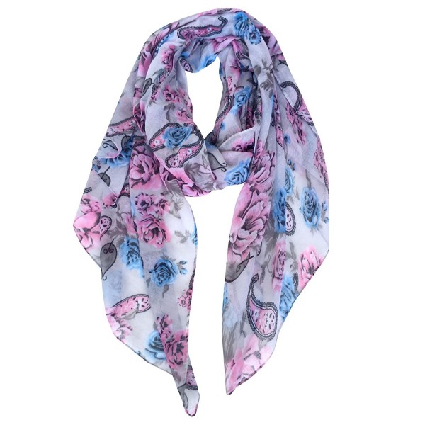 DOCILA Rose Print Scarves- Cozy Womens Wrap Scarf- Christmas Gift - Pinkgrey - CN17YSSESIO