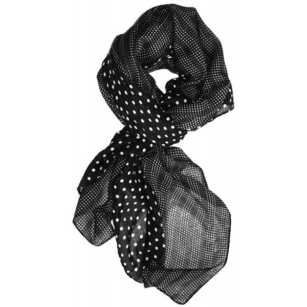 Peach Couture Soft Lightweight Fashion Charming Polka Dot Sheer Scarf Shawl Wrap - Black/White - CC11KNL3MQH