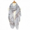 GERINLY Lightweight Shawl Wrap: Pretty Lace Stripes Print Scarves - Light Grey - CW12N1R6A58