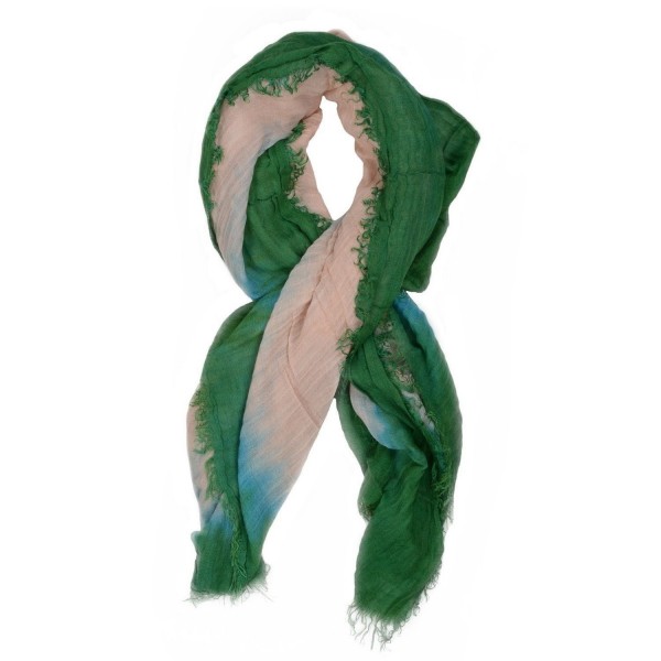 UASU Linen Viscose Tie Dye Square Scarf - Green - CM11NBT3J8T