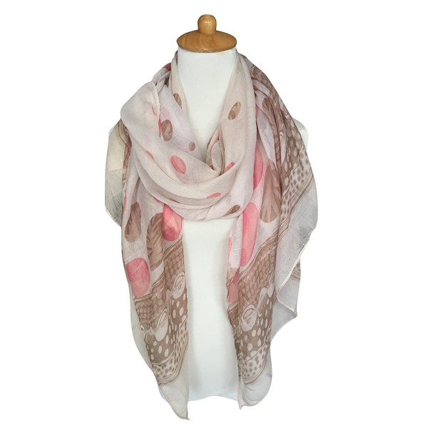 GERINLY Spring Scarves: Two-tone Dots Print Womens Wrap Scarf - Khakipink - C412O5OE32J