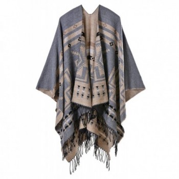 Women's Printed Knitted Cashmere Cardigan Shawl Wrap - Grey Series 1 ...