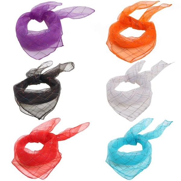 kilofly Women's Chiffon Pocket Square Neckerchief Handkerchief Scarves- Set of 6 - CX1883GGG00
