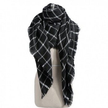 Blanket Scarf Women Large Cashmere Scarf Plaid Winter Scarf Luxury Wrap Shawl&iexcl&shy - Black - CO1899LD6W9