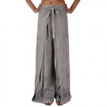 Skirts N Scarves Womens Embroidered Rayon Wrap / Palazzo Pant (Grey) - Grey - C111MNB79IR