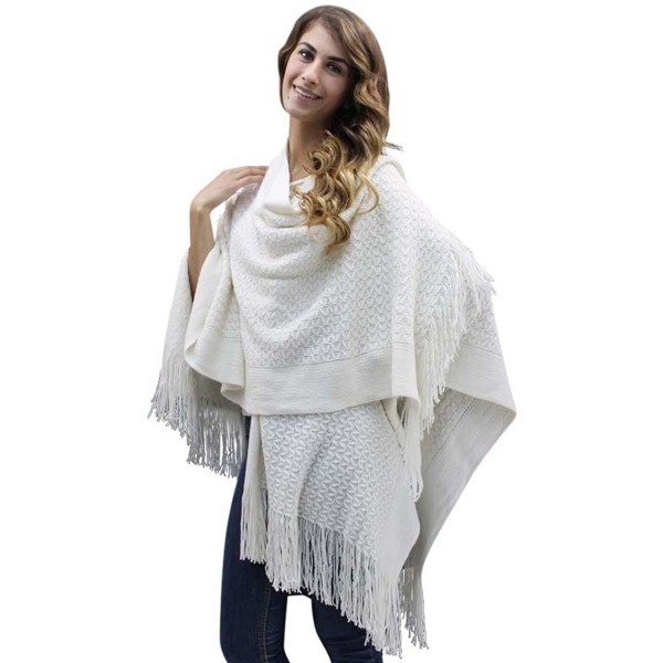 Metallic Knit Shawl Wrap - Ivory - CK11O64GWOV