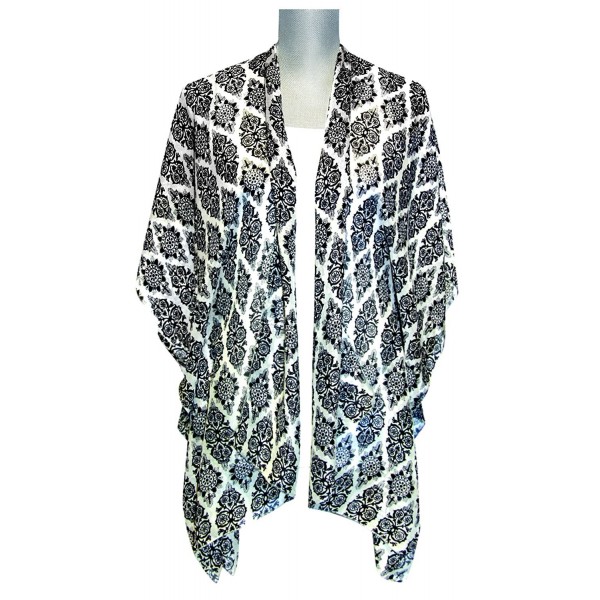 Lavello Open Style Kimono - White/Black Damask Diamond - CO12C1VDP2H