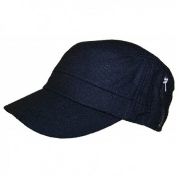 David & Young Mens Elastafit Faux Wool Summer Cadet Hat With Zipper (XL) - Black - CM12MPOIEPD