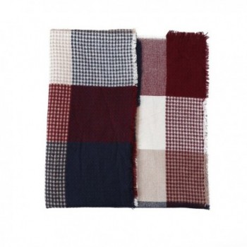 Women's Long Soft Plaid Scarf Winter Large Blanket Wrap Shawl 78 By 28 In - Burgundy - C5186AT3ULY