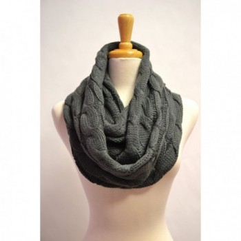 Anytime Scarf Women's Chunky Grey Cable Knitted Infinity Loop Circle Scarf - CY11BFD9HN9