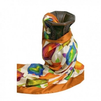 TexereSilk Women's 100% Silk Square Scarf - Luxury Gift Ideas for Her AS0020 - Mahogany Border - C711224ZSZV