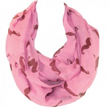 Silver Fever Trendy Handlebar Mustache Infinity Scarf - Fuchsia - CI11F54XAY5