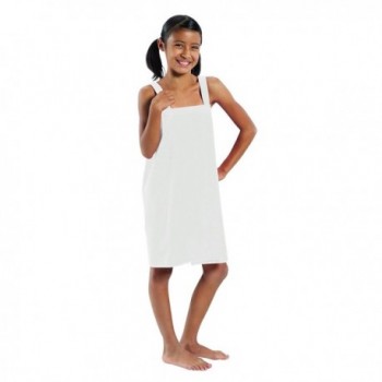 Terry Spa Wrap Towels For Girls- Made in USA - White - CE11HZPI2JL