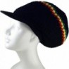 Rasta Dread Knit Tam Hat - Large Round Black/Red/Yellow/Green- with Brim - CD11YIYGY6P