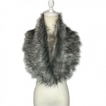 Amiley women scarfs - Womens Faux Fur Collar Scarf Shawl Collar Wrap Stole Scarves - Gray - C012OHVFJ3S