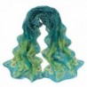 AMA(TM) Women Peacock Pattern Soft Silk Chiffon Scarf Long Wrap Shawl Scarves - Green - CP12OBQO8Y1