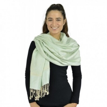 Belle Donne Jacquard Paisley Pashmina Soft Wrap Shawl Stole Tapestry Scarf - Baby Green - CX129948T07