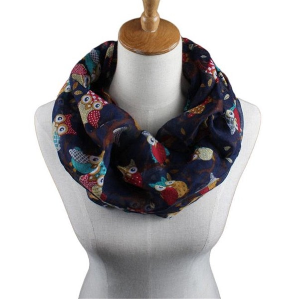 Elegant Scarves for Women- WuyiMC Women Ladies Owl Pattern Print Scarf Warm Wrap Shawl - Dark Blue - CX188NCZ4IT