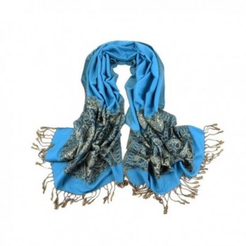 Win8Fong Women Fashion Cashmere 78" X 28" Long Soft Solid Pashmina Shawl Wrap Stole Scarf - Blue - CP11QYARQWV