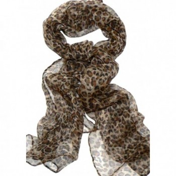 Silk Salon Oblong 100% Silk Scarf Belt Hand Rolled Leopard Prints Brown A722 - C611HSOQVIN