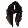 GERINLY Embroidery Scarf for Womens Spring Florals Wrap Shawls - Black - CO1809M653S