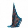 Ladies Tassel Shawl With Roses Ukrainian Polish Russian Retro Head Wrap 44" x 44" - Azure Blue - CP17YLT00W9
