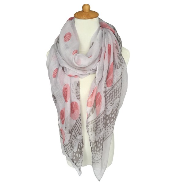 GERINLY Spring Scarves: Two-tone Dots Print Womens Wrap Scarf - Greypink - CE12NZ8M694